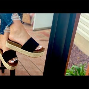 Woven-Strap Billie Platform Espadrille Slide
